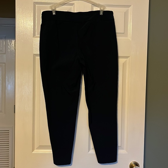 Navy blue stretch slacks with gold studs at ankle. - Picture 5 of 6